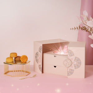 Lune de Blossom Handmade Lava Mooncakes with Crystal Flower Hologram Gift Box -8pcs (Caramel Coffee Flavor)