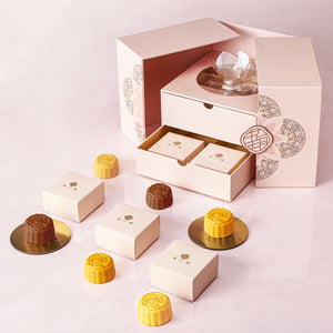 Lune de Blossom Handmade Lava Handmade Mooncake Classic Assorted Gift Box - 8pcs (Tangerine Peel Custard,Coconut Latte,Classic Custard)
