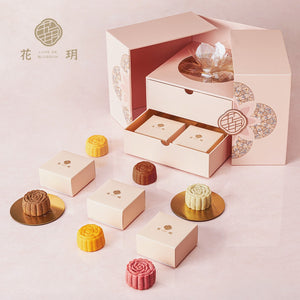 花玥流心手工月餅雜錦禮盒裝 - 8粒 (焦糖咖啡﹑經典奶黃﹑蜜瓜芝士、芝士奶蓋白茶、柑橘紅茶、陳皮普洱)